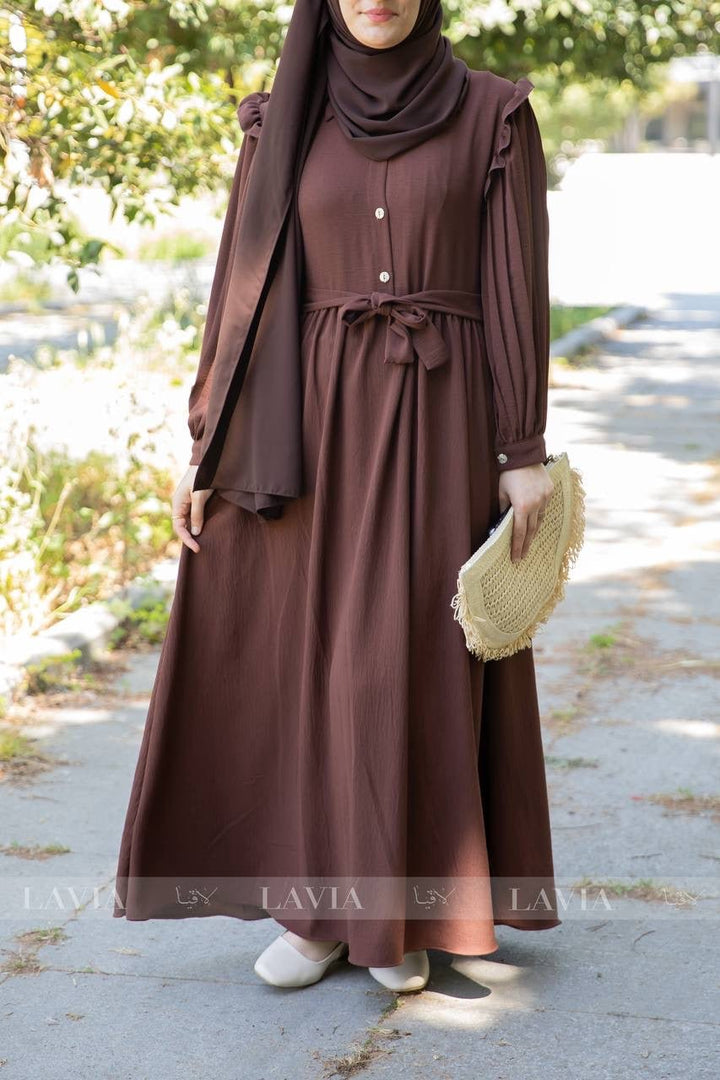 فستان شذى لون بني - Lavia