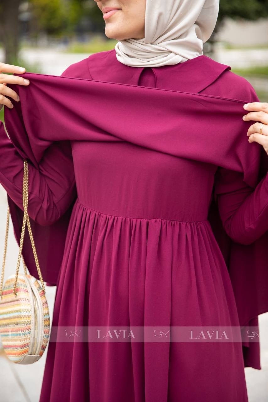 فستان تقوى لون عنابي – لمسة أنوثة وأناقة راقية - Lavia