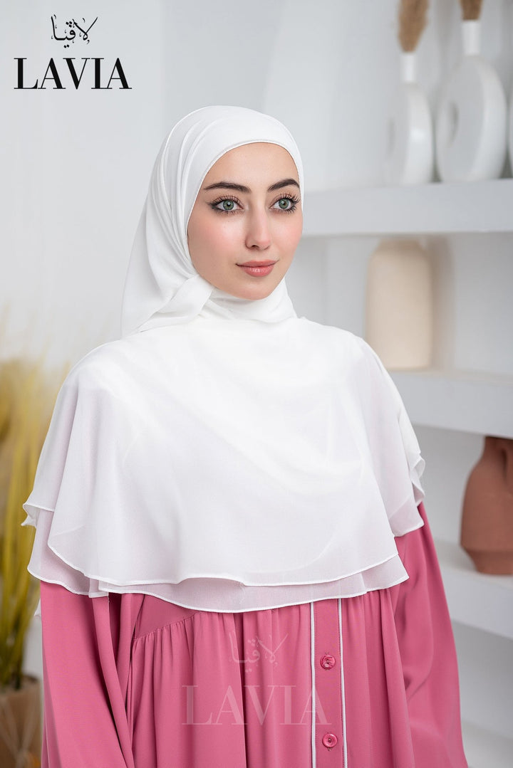 غطاء لاڤيا الذكي (بدون شال الرأس) لون ابيض ناصع – اناقة وتغطية شرعية - Lavia