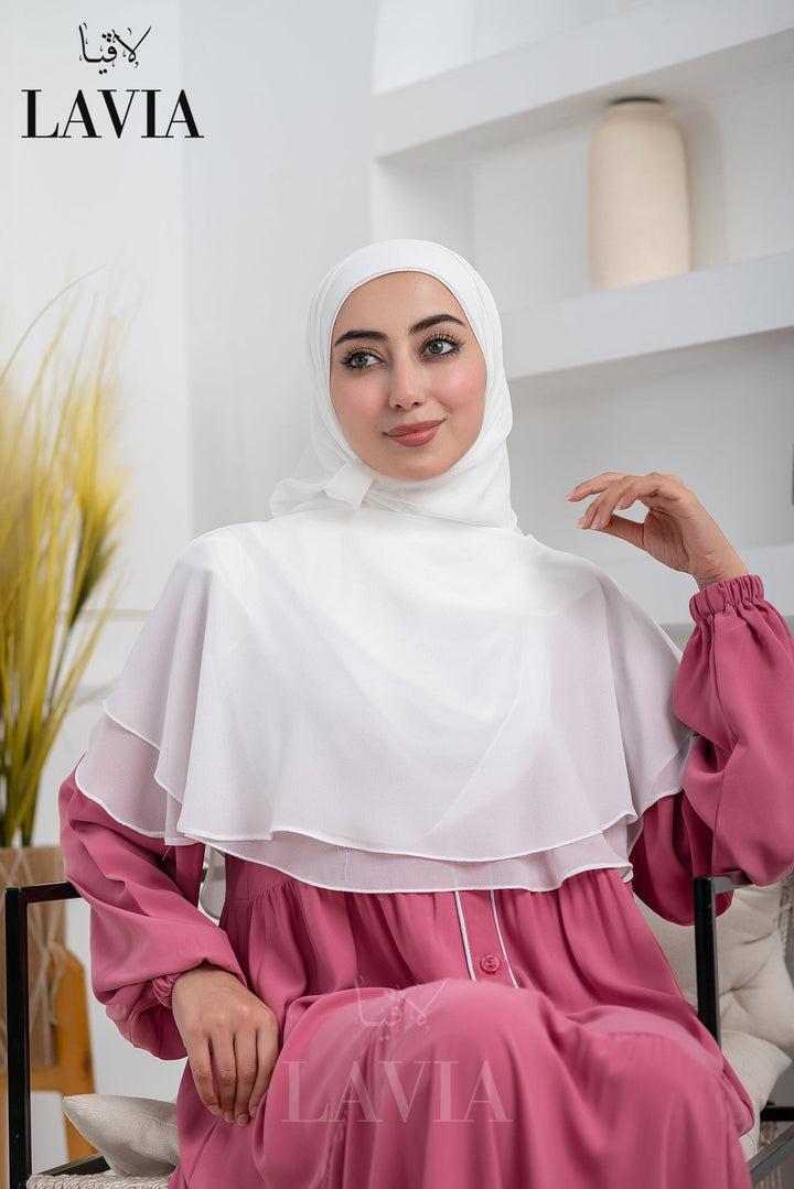 غطاء لاڤيا الذكي (بدون شال الرأس) لون ابيض ناصع – اناقة وتغطية شرعية - Lavia