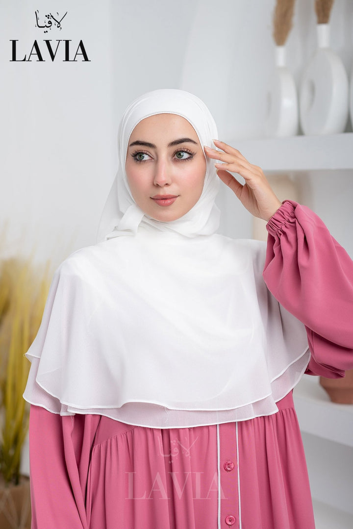 غطاء لاڤيا الذكي (بدون شال الرأس) لون ابيض ناصع – اناقة وتغطية شرعية - Lavia