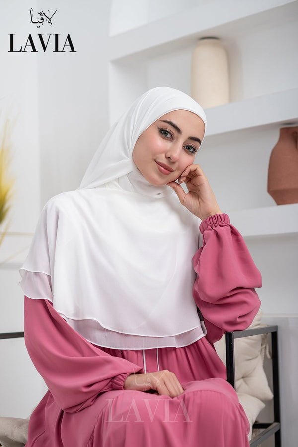 غطاء لاڤيا الذكي (بدون شال الرأس) لون ابيض ناصع – اناقة وتغطية شرعية - Lavia