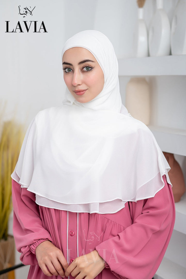غطاء لاڤيا الذكي (بدون شال الرأس) لون ابيض ناصع – اناقة وتغطية شرعية - Lavia