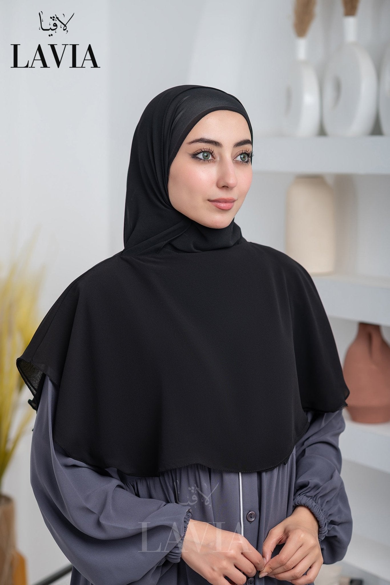 غطاء لاڤيا الذكي (بدون شال الرأس) لون اسود – اناقة وتغطية شرعية - Lavia
