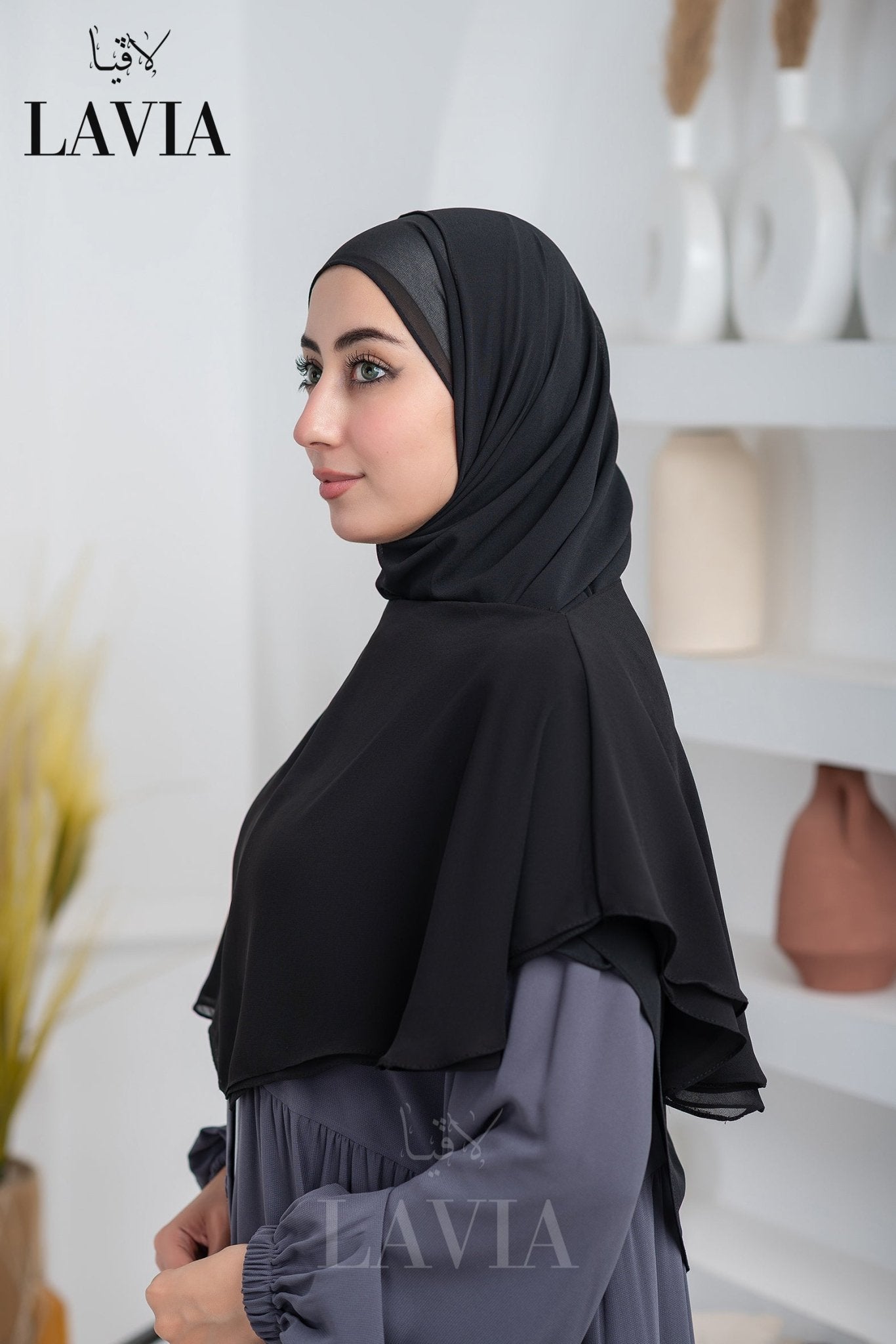 غطاء لاڤيا الذكي (بدون شال الرأس) لون اسود – اناقة وتغطية شرعية - Lavia