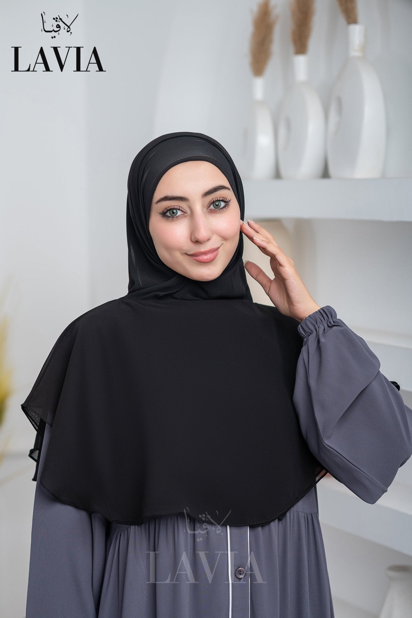 غطاء لاڤيا الذكي (بدون شال الرأس) لون اسود – اناقة وتغطية شرعية - Lavia