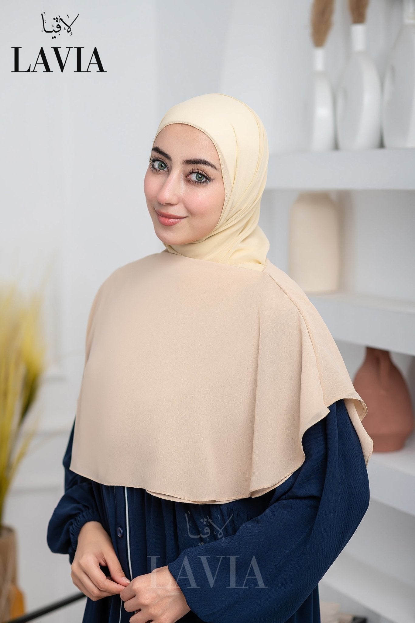 غطاء لاڤيا الذكي (بدون شال الرأس) لون كافيه فاتح – اناقة وتغطية شرعية - Lavia
