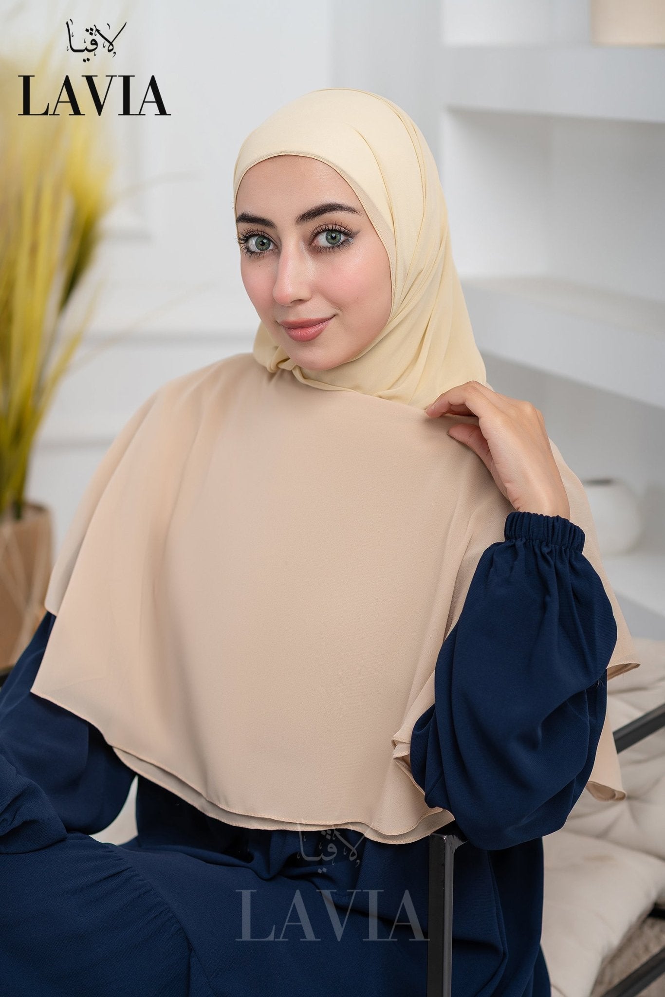 غطاء لاڤيا الذكي (بدون شال الرأس) لون كافيه فاتح – اناقة وتغطية شرعية - Lavia