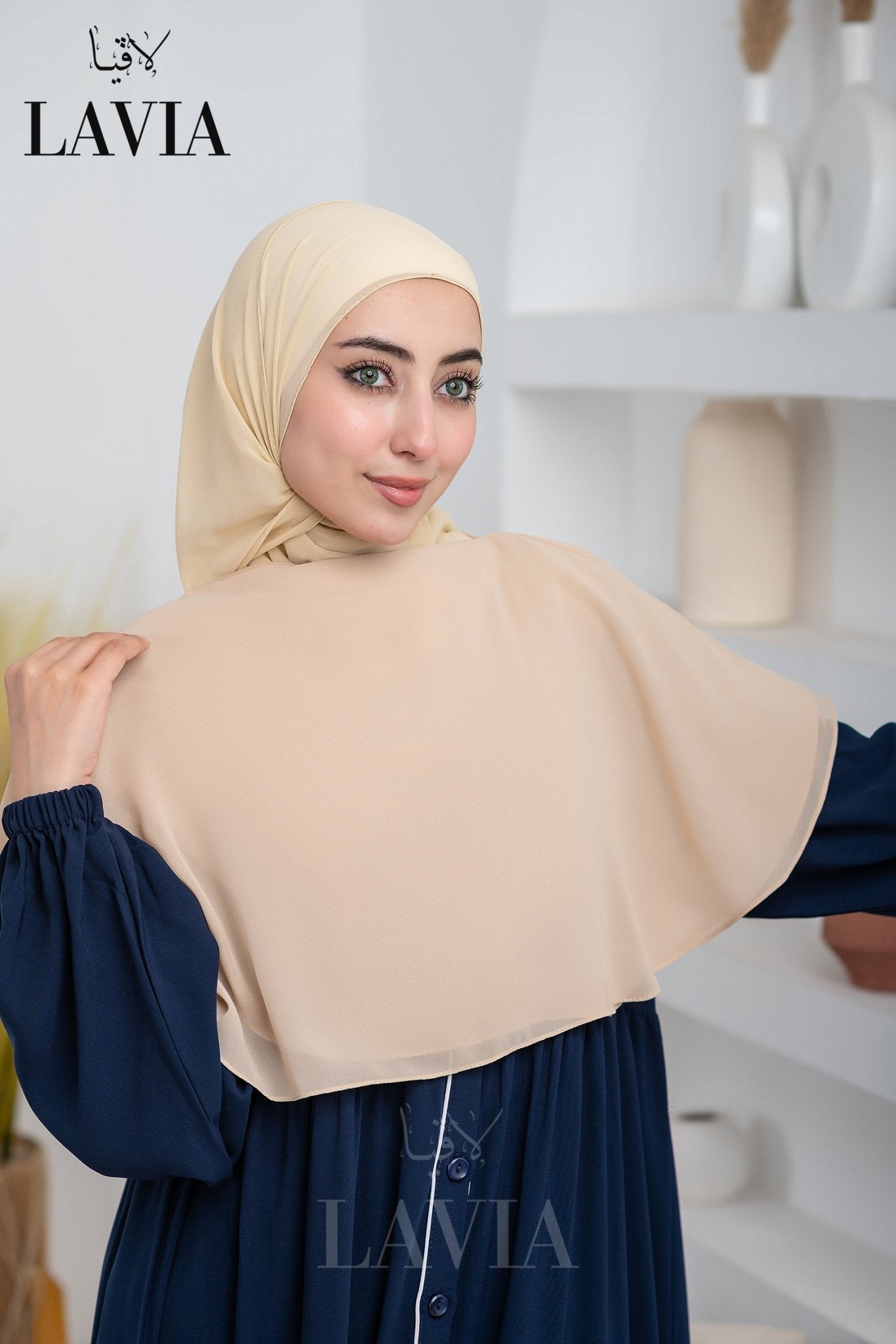 غطاء لاڤيا الذكي (بدون شال الرأس) لون كافيه فاتح – اناقة وتغطية شرعية - Lavia