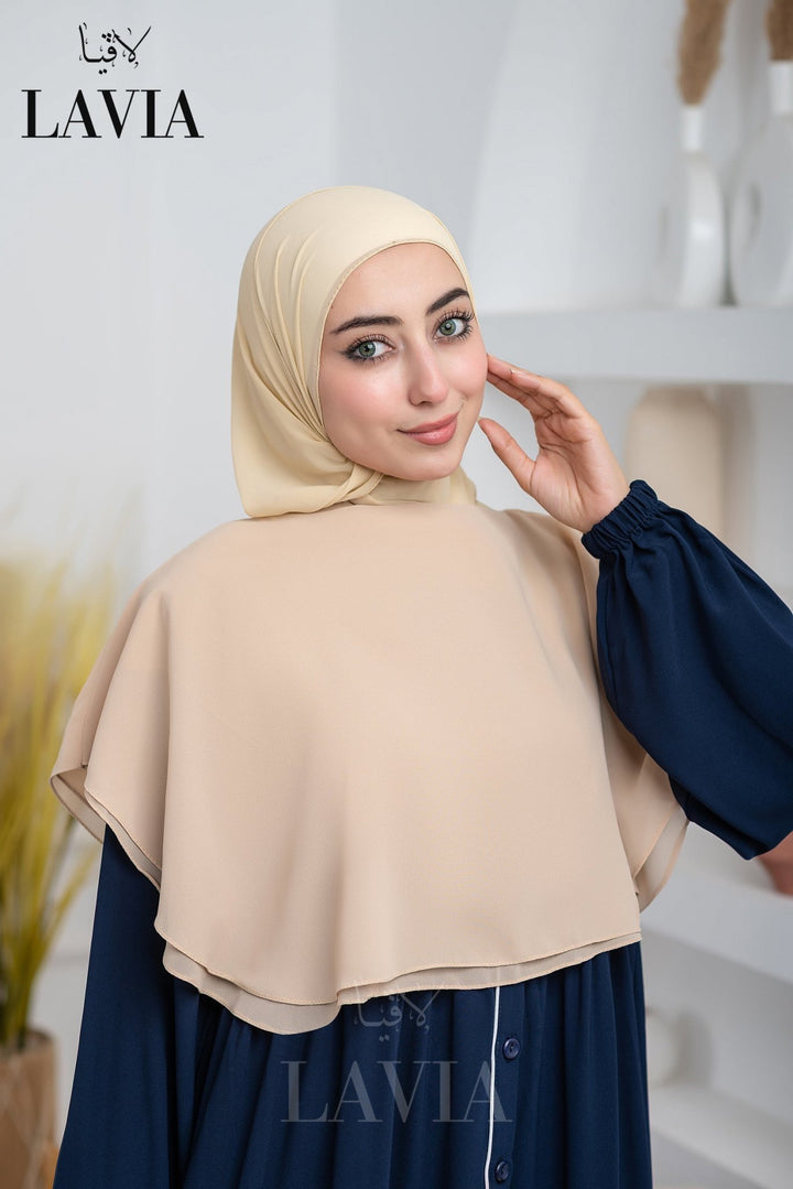 غطاء لاڤيا الذكي (بدون شال الرأس) لون كافيه فاتح – اناقة وتغطية شرعية - Lavia