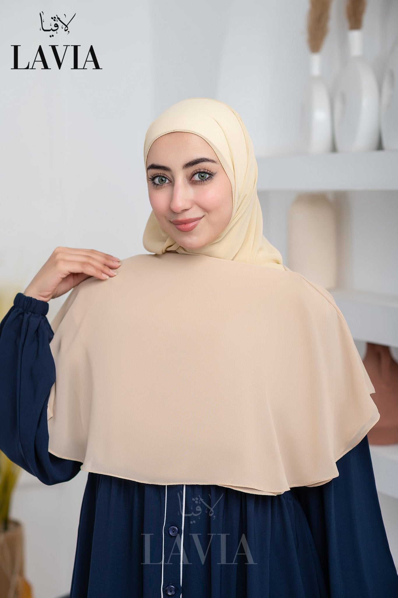 غطاء لاڤيا الذكي (بدون شال الرأس) لون كافيه فاتح – اناقة وتغطية شرعية - Lavia