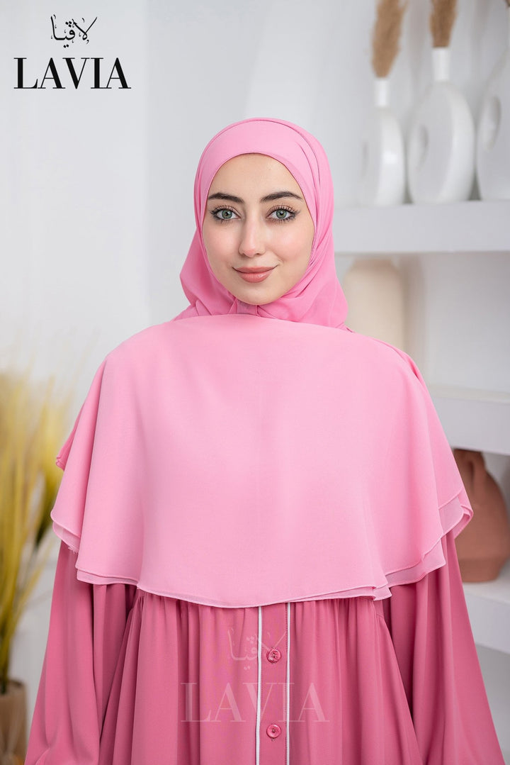 غطاء لاڤيا الذكي (بدون شال الرأس) لون وردي cotton candy – اناقة وتغطية شرعية - Lavia