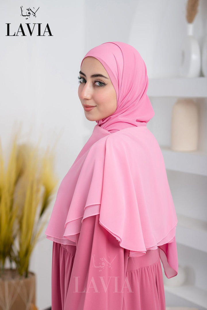 غطاء لاڤيا الذكي (بدون شال الرأس) لون وردي cotton candy – اناقة وتغطية شرعية - Lavia