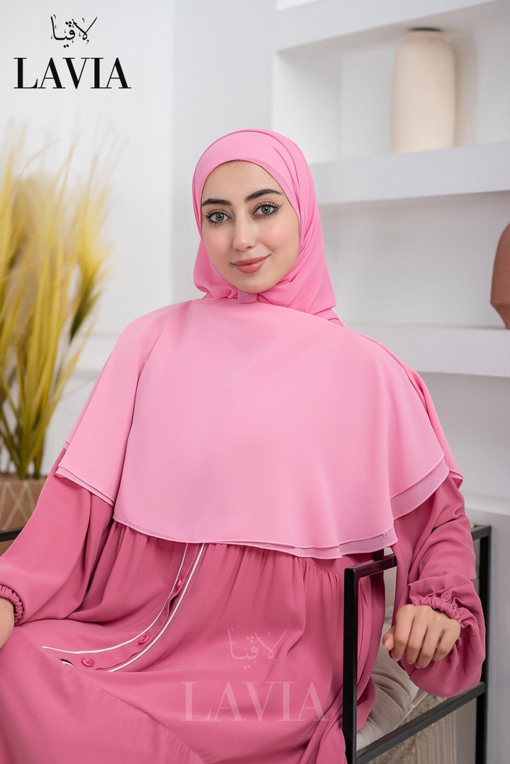 غطاء لاڤيا الذكي (بدون شال الرأس) لون وردي cotton candy – اناقة وتغطية شرعية - Lavia