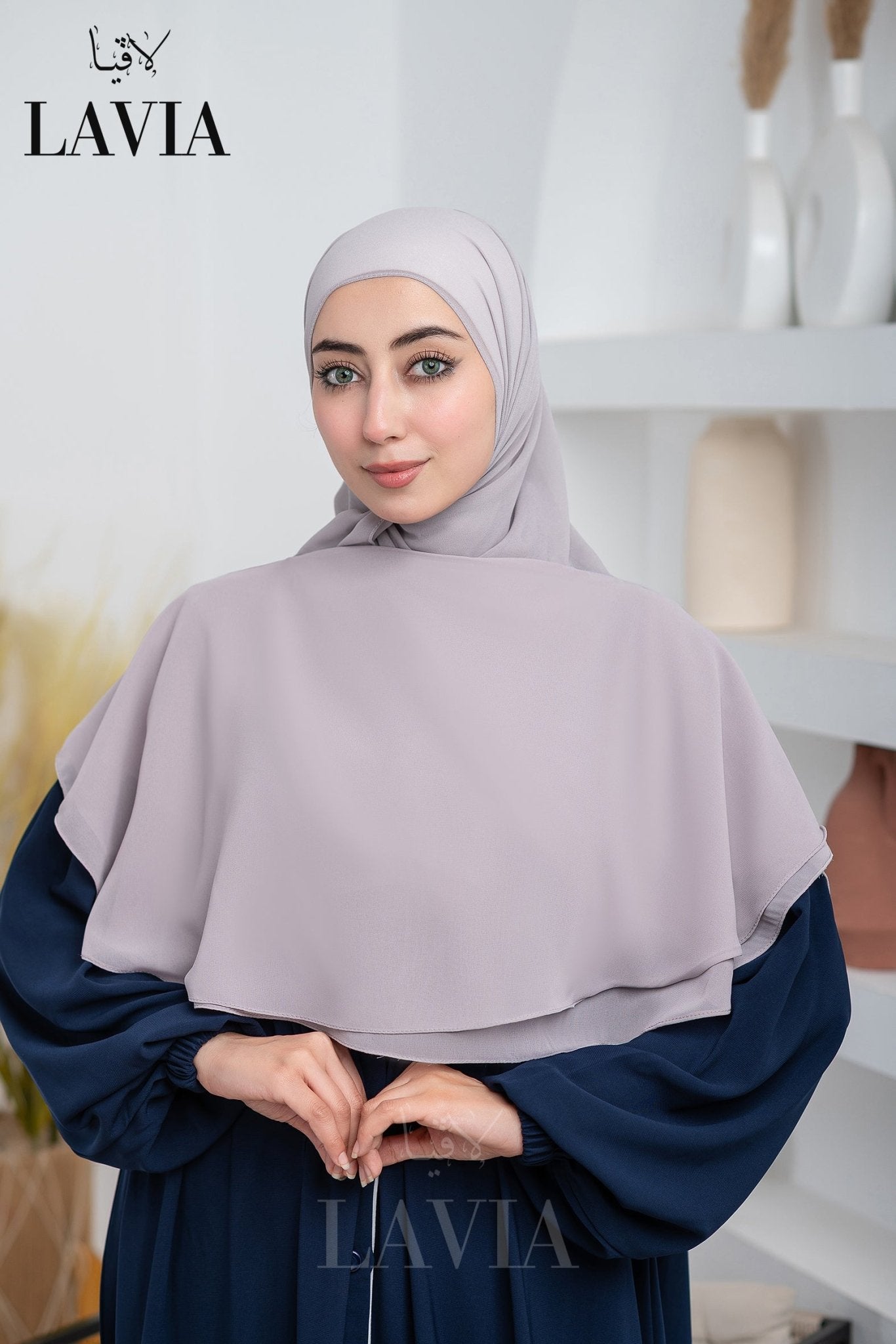 غطاء لاڤيا الذكي (بدون شال الرأس) لون رمادي ارجواني فاتح Lilac Gray – اناقة وتغطية شرعية - Lavia