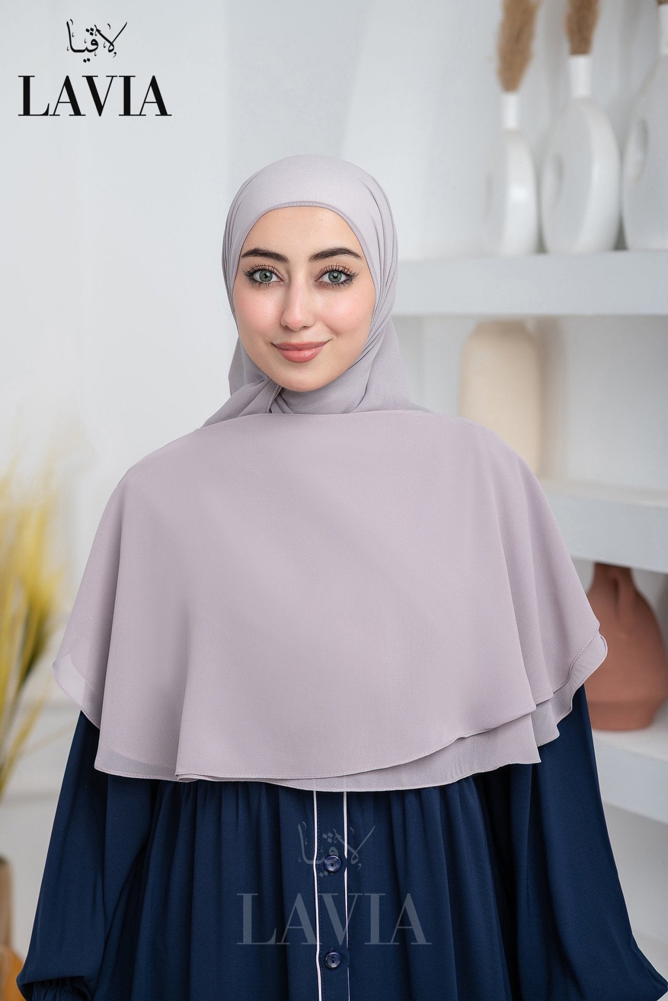 غطاء لاڤيا الذكي (بدون شال الرأس) لون رمادي ارجواني فاتح Lilac Gray – اناقة وتغطية شرعية - Lavia
