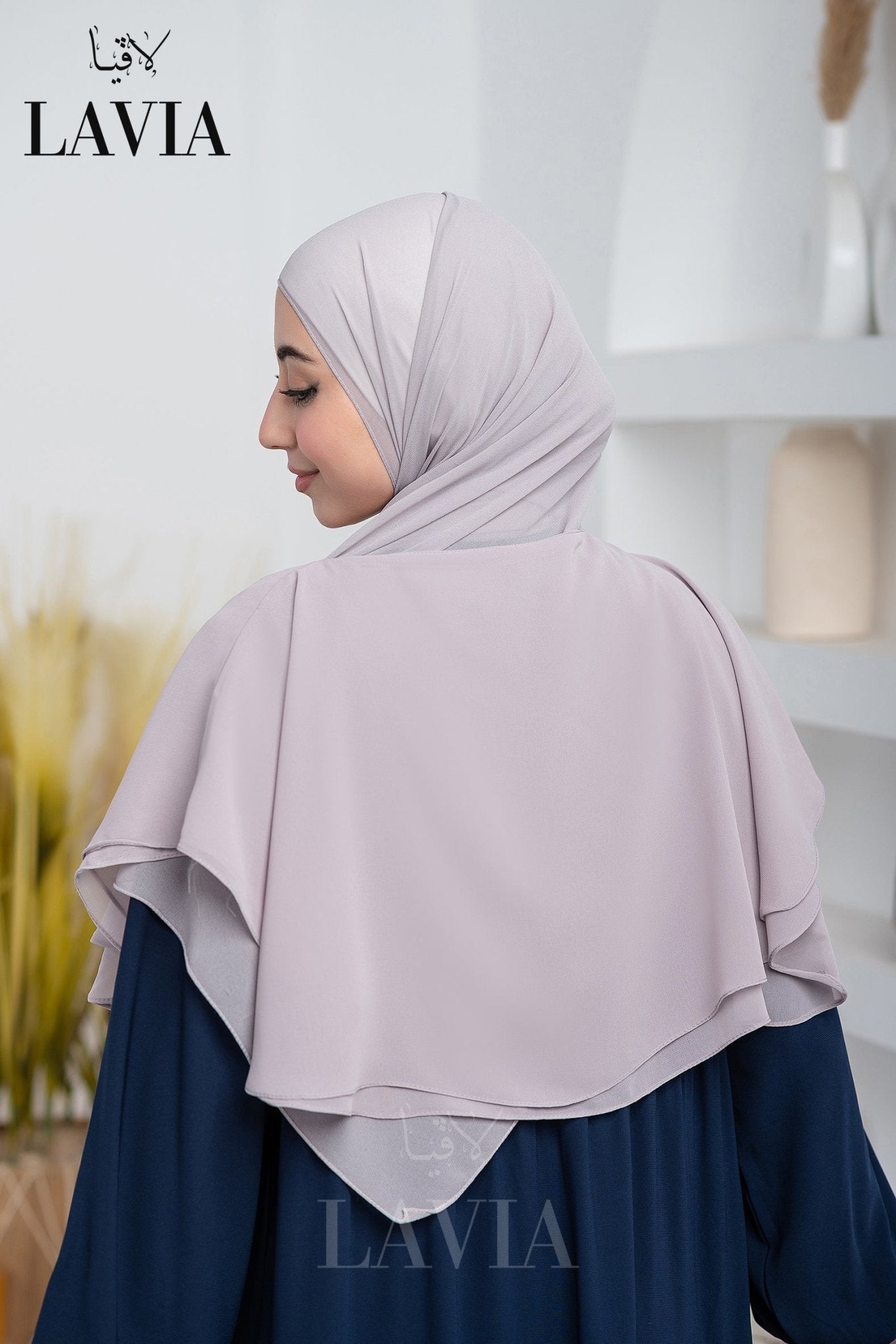 غطاء لاڤيا الذكي (بدون شال الرأس) لون رمادي ارجواني فاتح Lilac Gray – اناقة وتغطية شرعية - Lavia