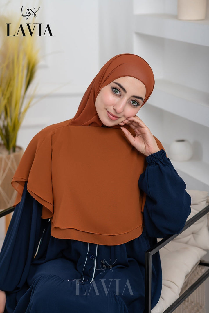 غطاء لاڤيا الذكي (بدون شال الرأس) لون طوبي Terracotta – اناقة وتغطية شرعية - Lavia