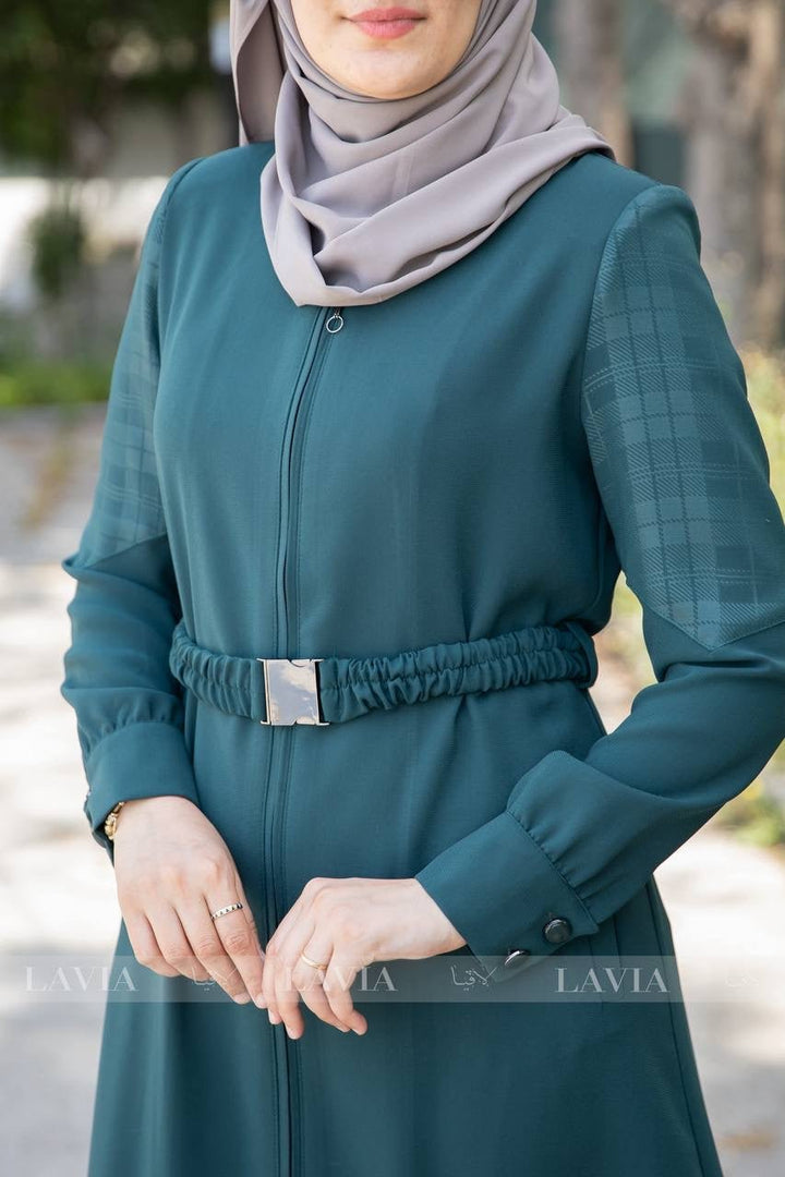 جلباب بصمة لون اخضر زمردي - Lavia