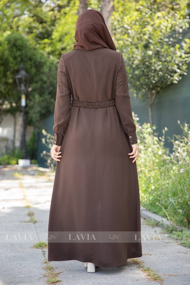 جلباب بصمة لون بني - Lavia