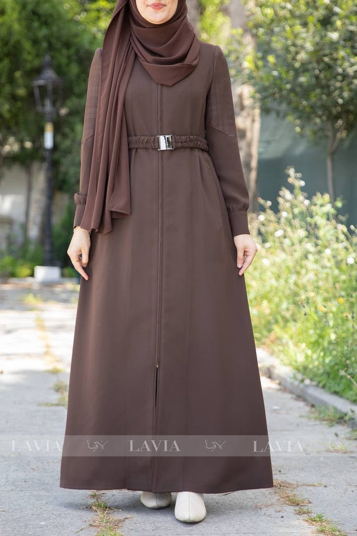 جلباب بصمة لون بني - Lavia