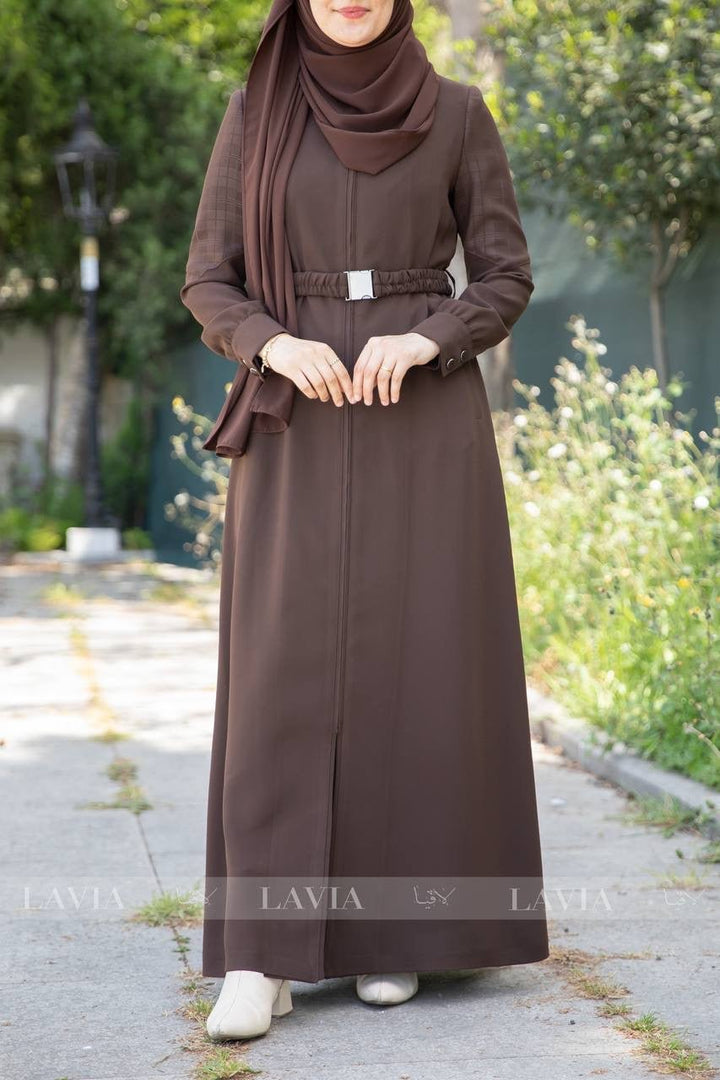 جلباب بصمة لون بني - Lavia