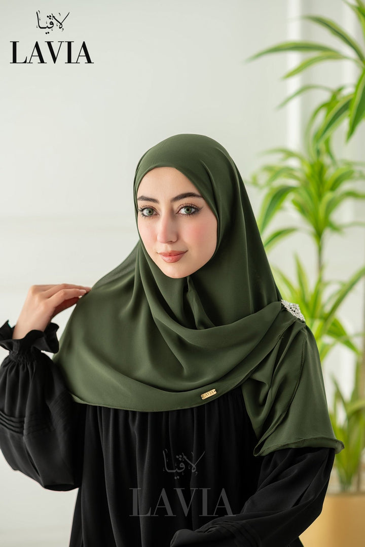 خمار لاڤيا المقدسي – بدون دبابيس | لون زيتي غامق - Lavia