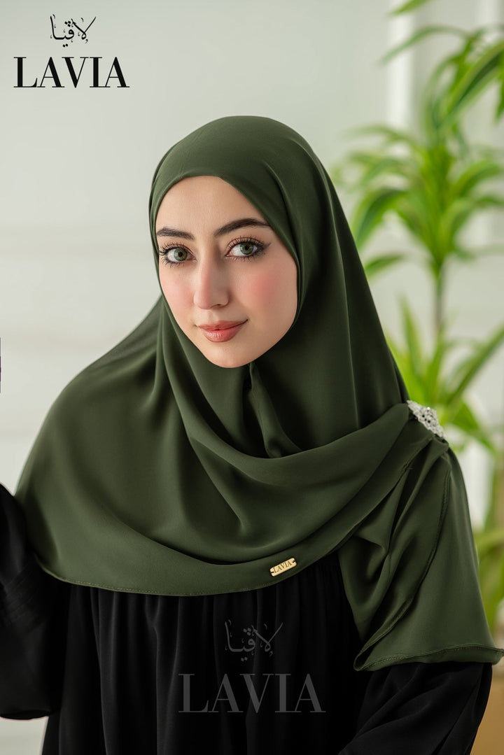 خمار لاڤيا المقدسي – بدون دبابيس | لون زيتي غامق - Lavia