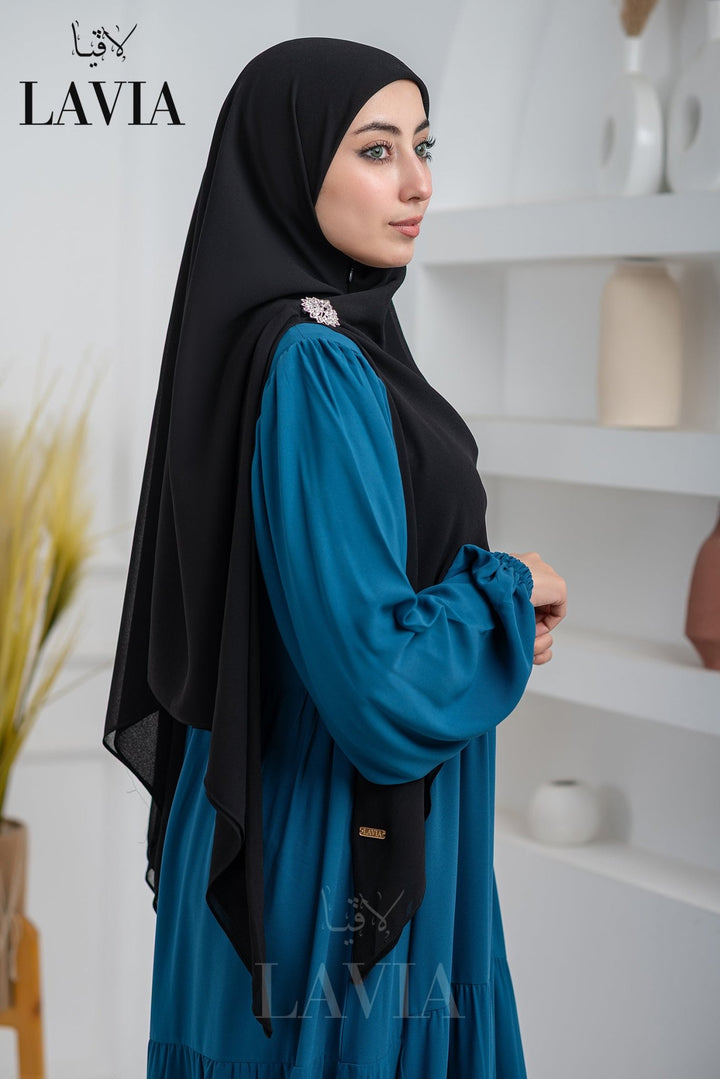 خمار لاڤيا السحري مع سحاب مخفي لون اسود - كوني جاهزة بلحظات🚀 - Lavia