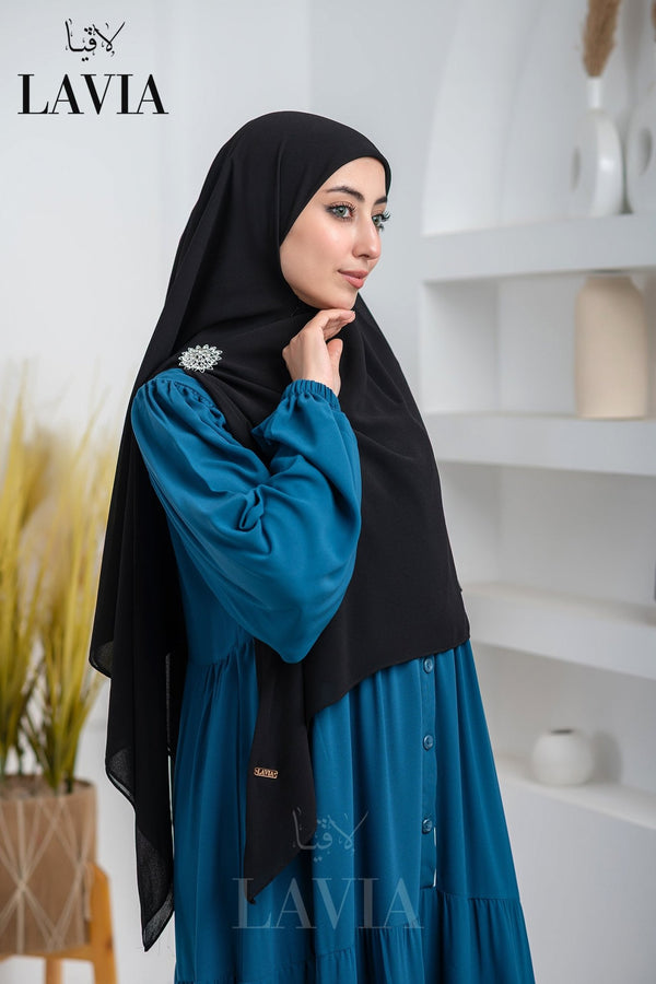 خمار لاڤيا السحري مع سحاب مخفي لون اسود - كوني جاهزة بلحظات🚀 - Lavia