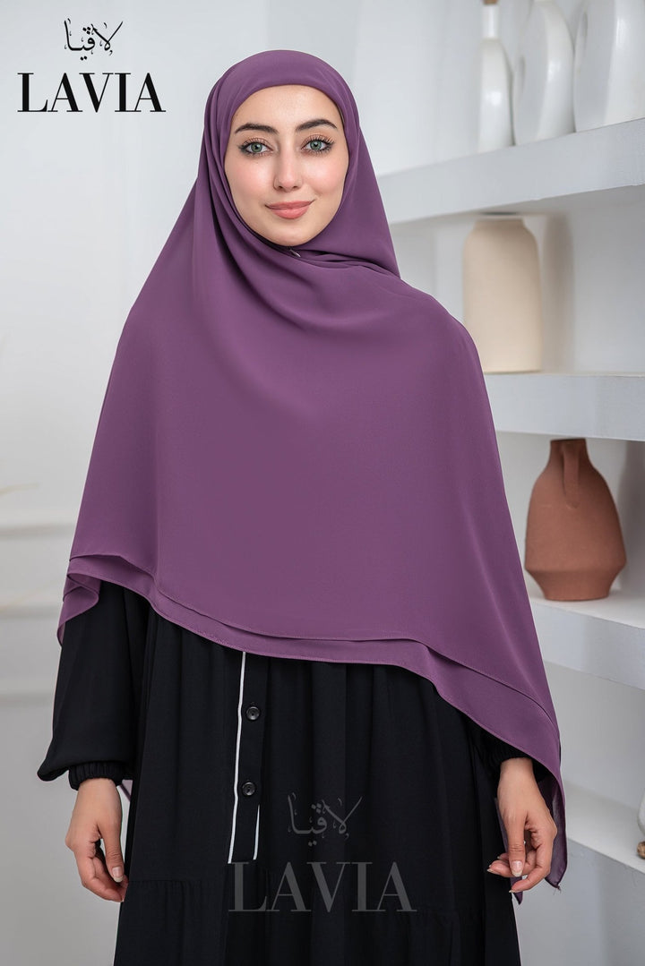 خمار لاڤيا السحري مع سحاب مخفي لون ليلكي - كوني جاهزة بلحظات🚀 - Lavia