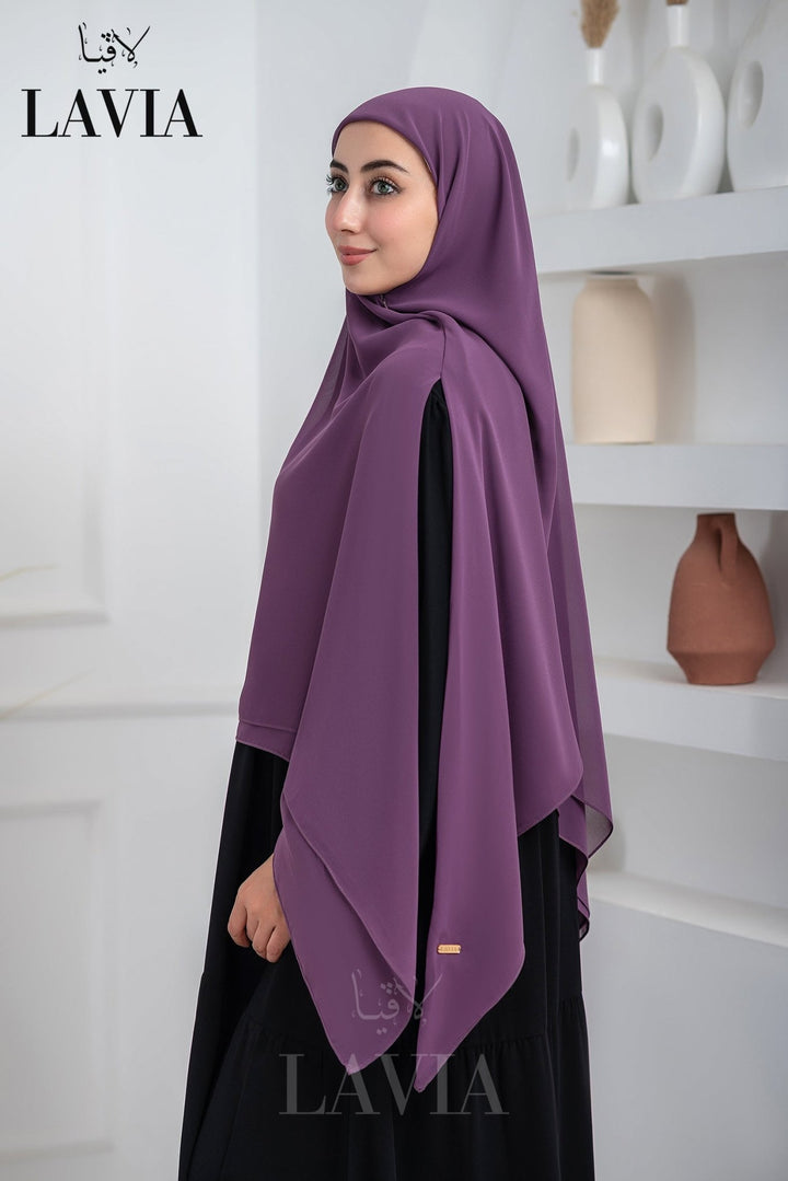 خمار لاڤيا السحري مع سحاب مخفي لون ليلكي - كوني جاهزة بلحظات🚀 - Lavia