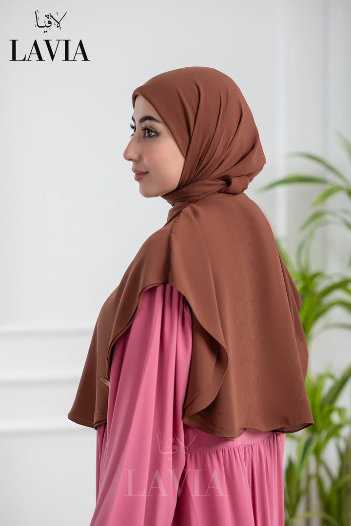 خمار لاڤيا الذكي لون بني قرفة Cinnamon Brown – قطعتين بتصميم عملي وأناقة راقية - Lavia
