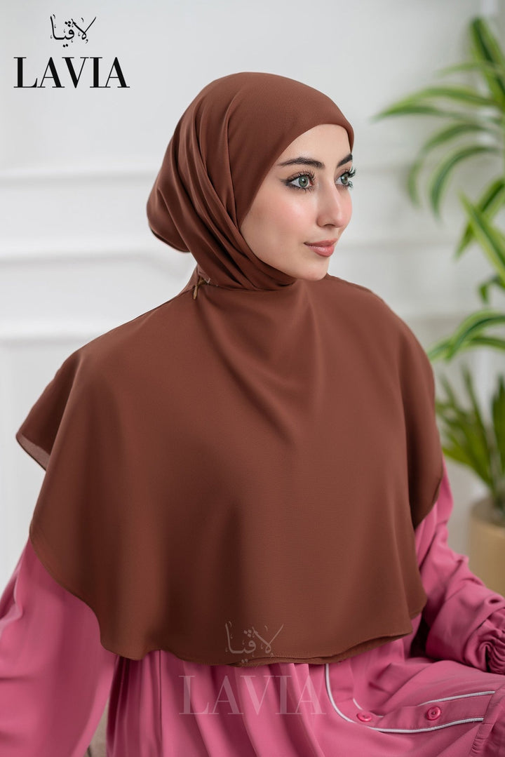 خمار لاڤيا الذكي لون بني قرفة Cinnamon Brown – قطعتين بتصميم عملي وأناقة راقية - Lavia