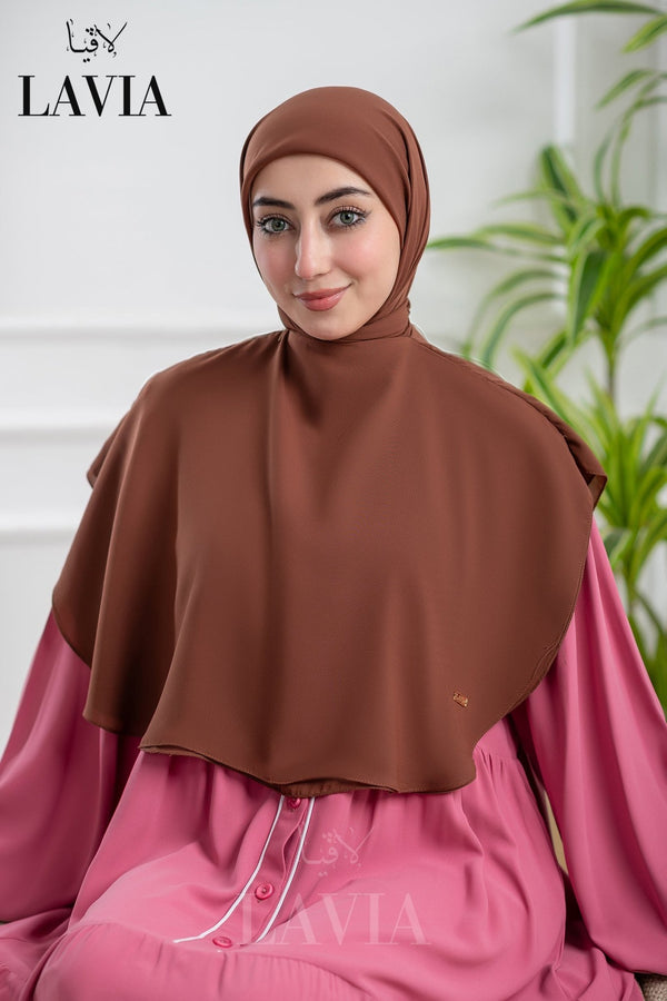 خمار لاڤيا الذكي لون بني قرفة Cinnamon Brown – قطعتين بتصميم عملي وأناقة راقية - Lavia