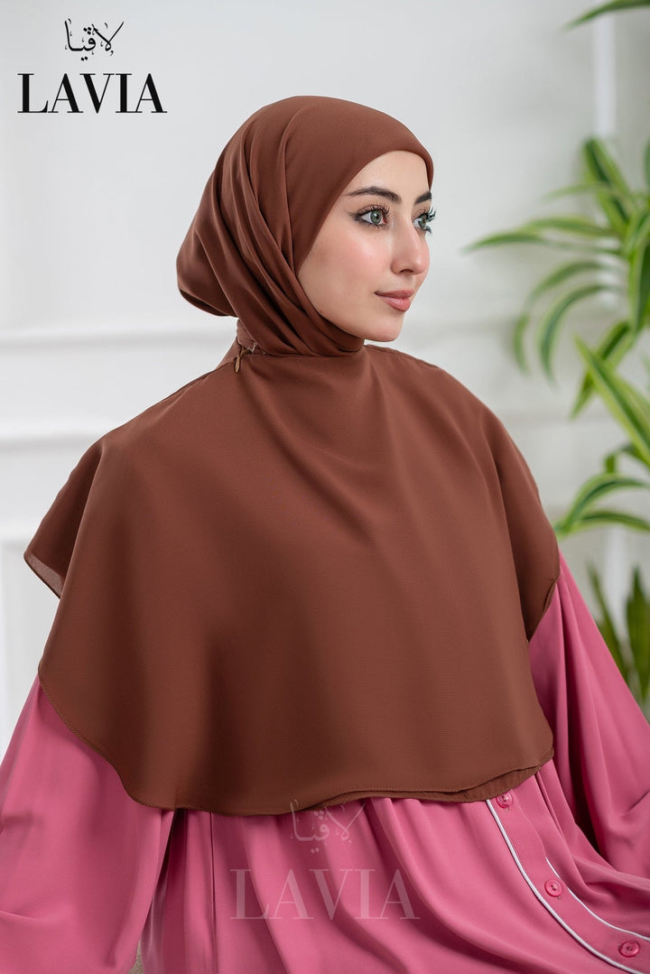 خمار لاڤيا الذكي لون بني قرفة Cinnamon Brown – قطعتين بتصميم عملي وأناقة راقية - Lavia