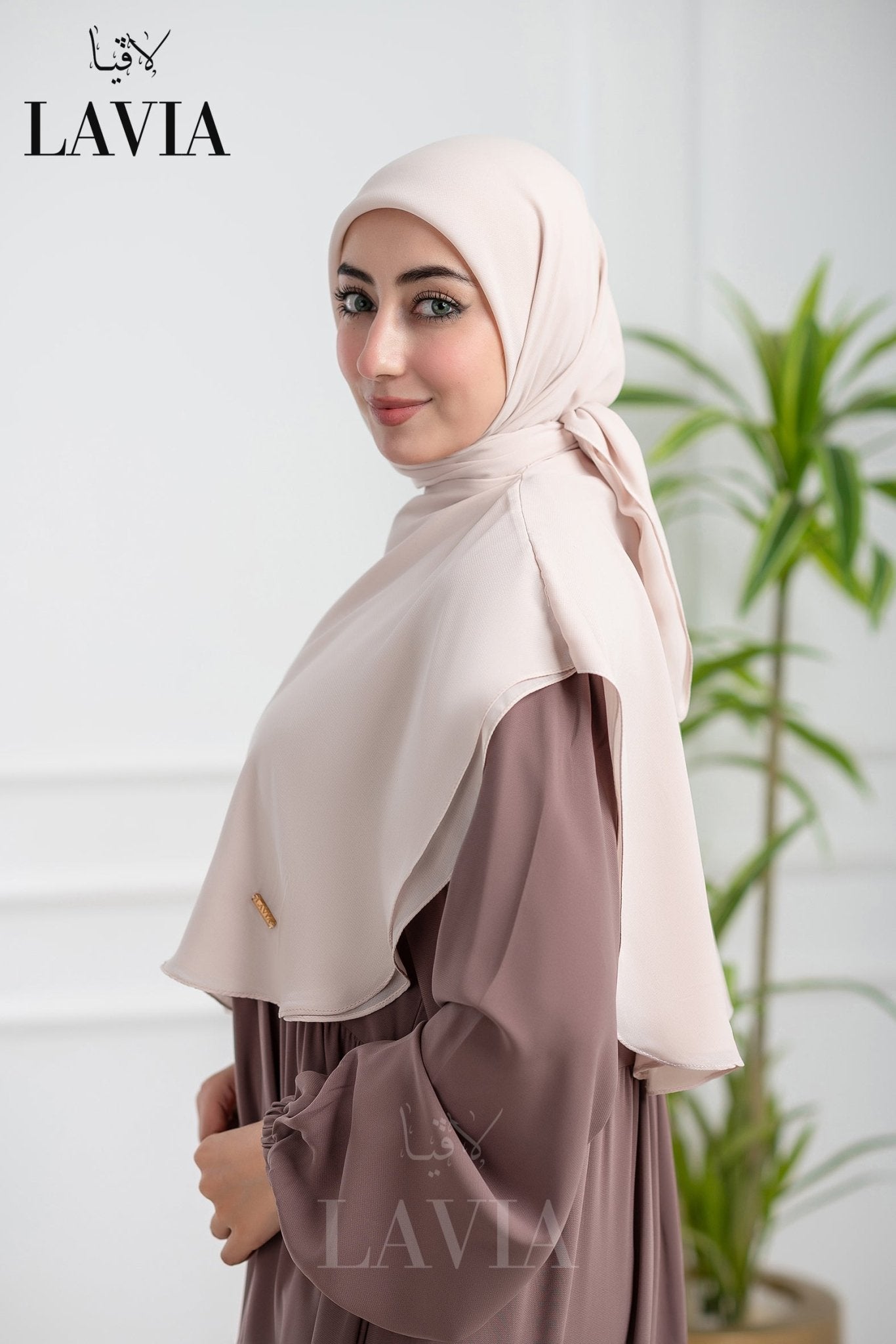 خمار لاڤيا الذكي لون بيج – قطعتين بتصميم عملي وأناقة راقية - Lavia