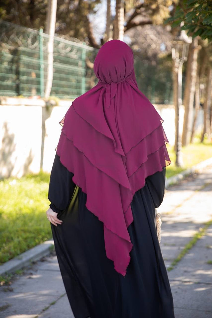 خمار لاڤيا شيفون ثلاثة طبقات طويل لون بيتنجاني - Lavia