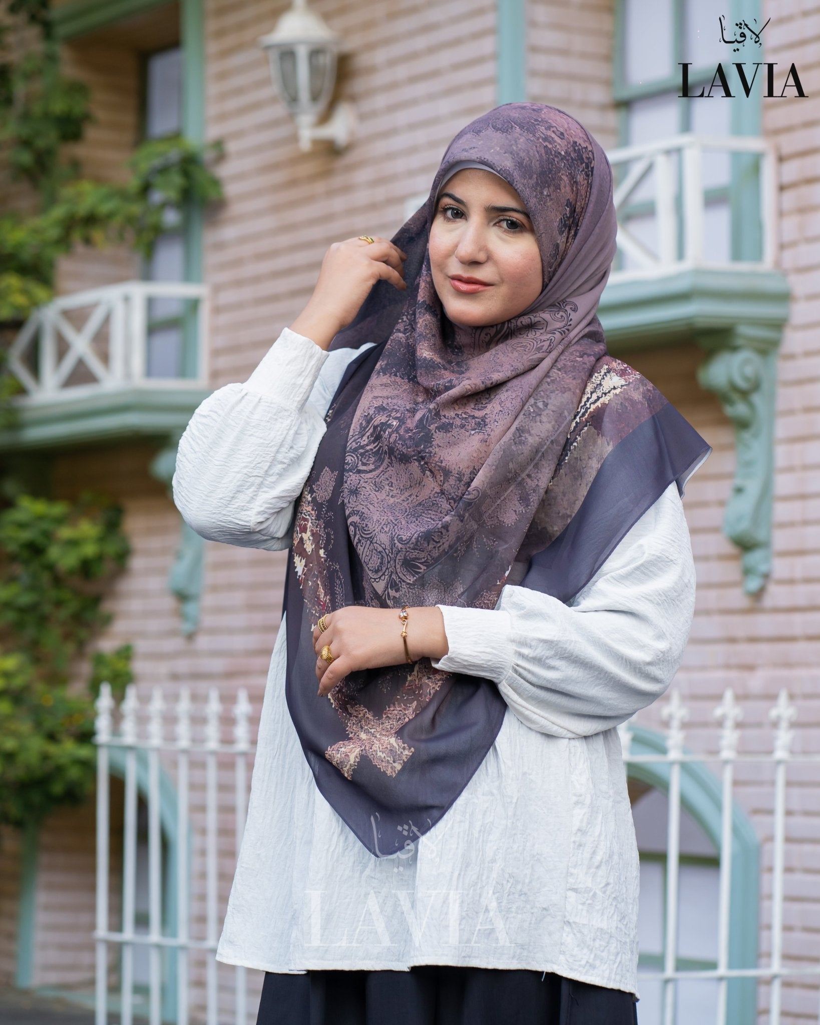 🖤 خمار ماليزي فاخر من جورجيت مطبوع – إصدار 2025 🖤 - Lavia