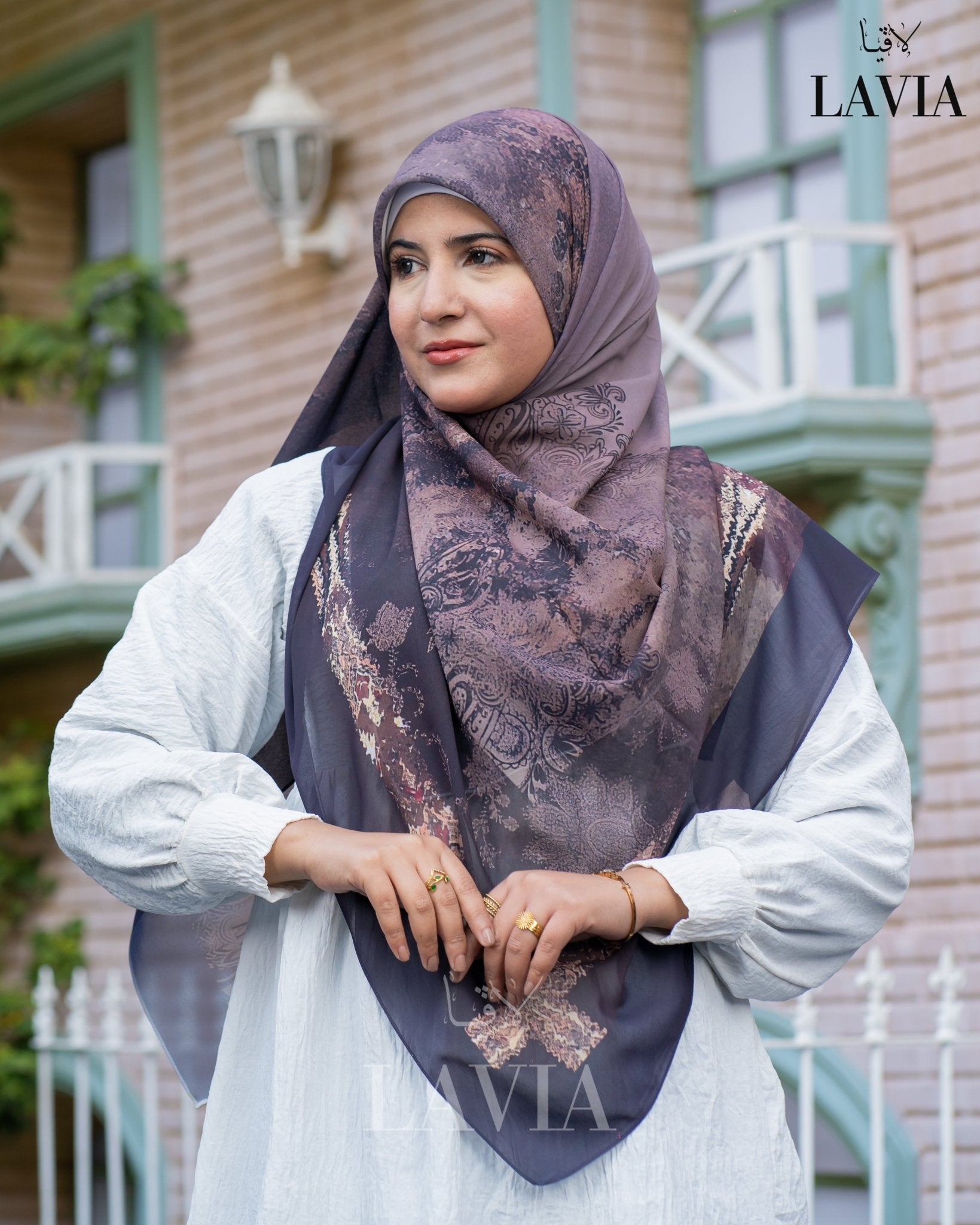 🖤 خمار ماليزي فاخر من جورجيت مطبوع – إصدار 2025 🖤 - Lavia