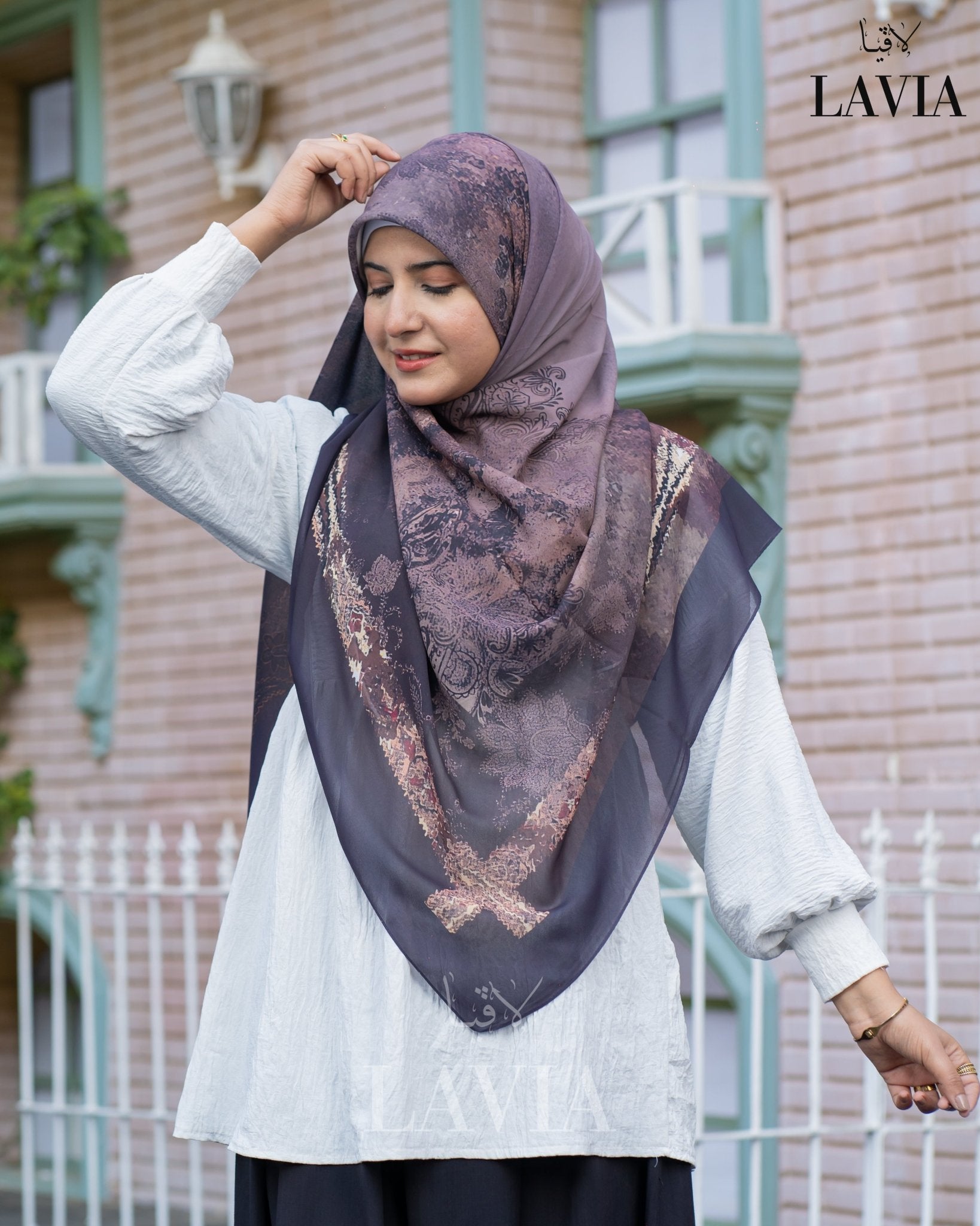 🖤 خمار ماليزي فاخر من جورجيت مطبوع – إصدار 2025 🖤 - Lavia