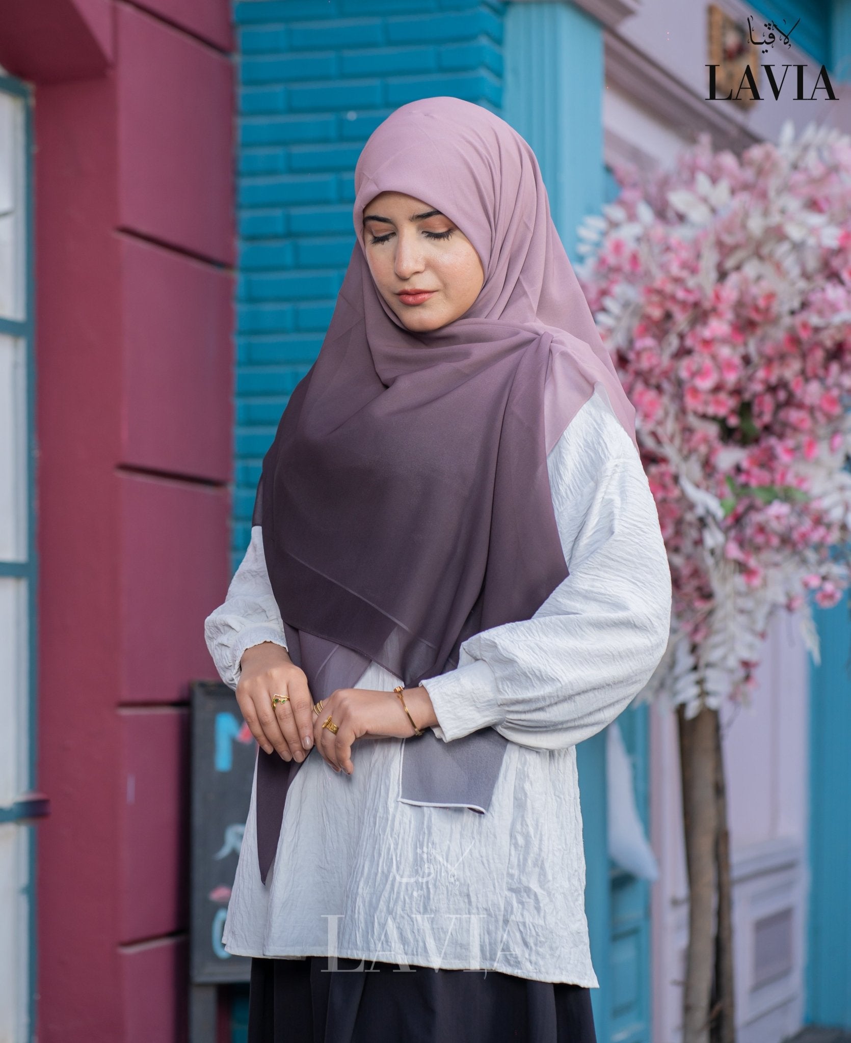 🖤 خمار ماليزي فاخر من جورجيت مطبوع – إصدار 2025 🖤 - Lavia