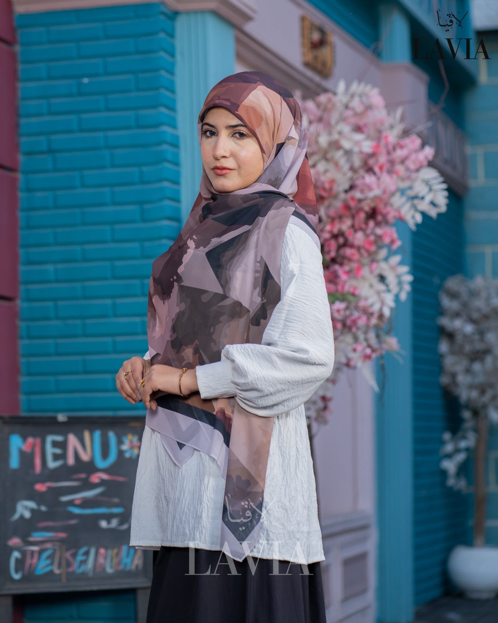 🖤 خمار ماليزي فاخر من جورجيت مطبوع – إصدار 2025 🖤 - Lavia