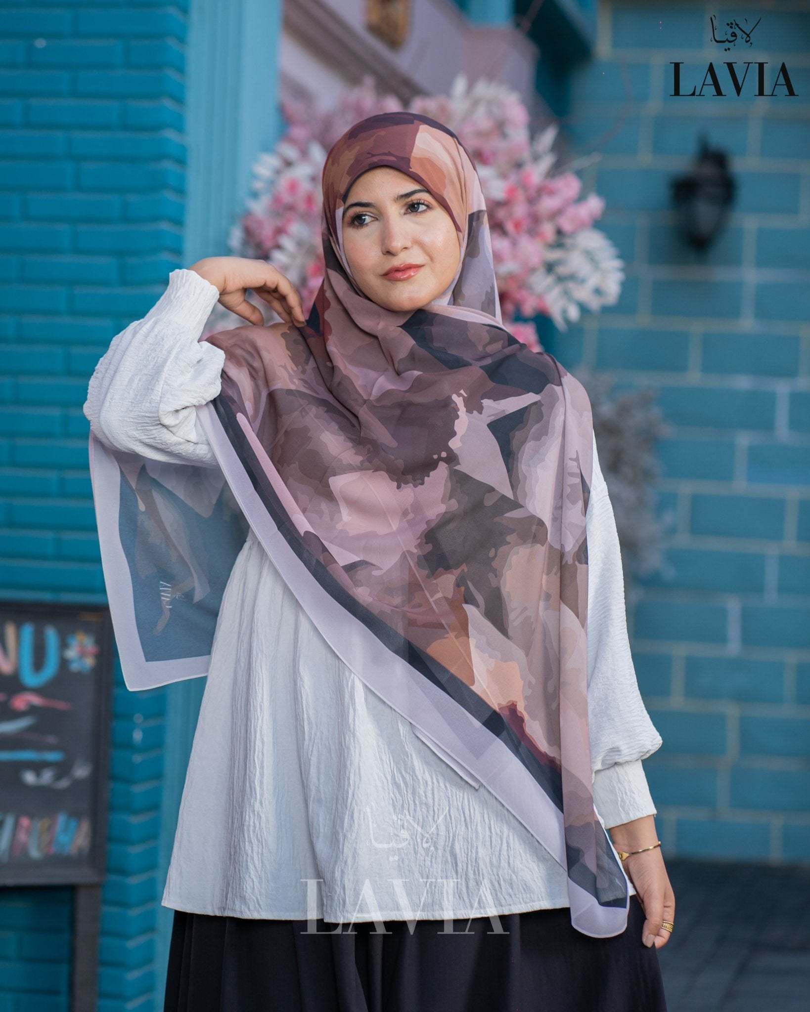 🖤 خمار ماليزي فاخر من جورجيت مطبوع – إصدار 2025 🖤 - Lavia