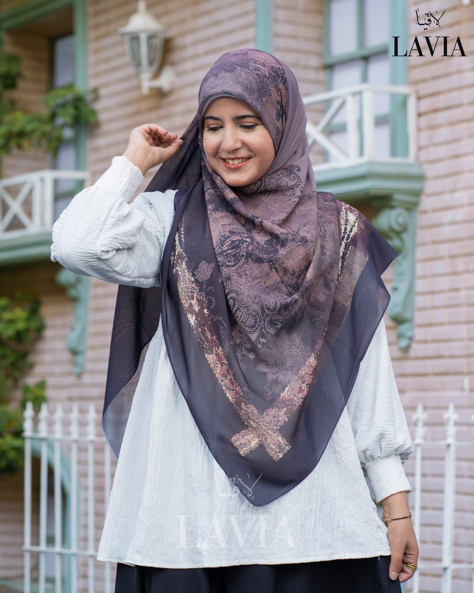 🖤 خمار ماليزي فاخر من جورجيت مطبوع – إصدار 2025 🖤 - Lavia