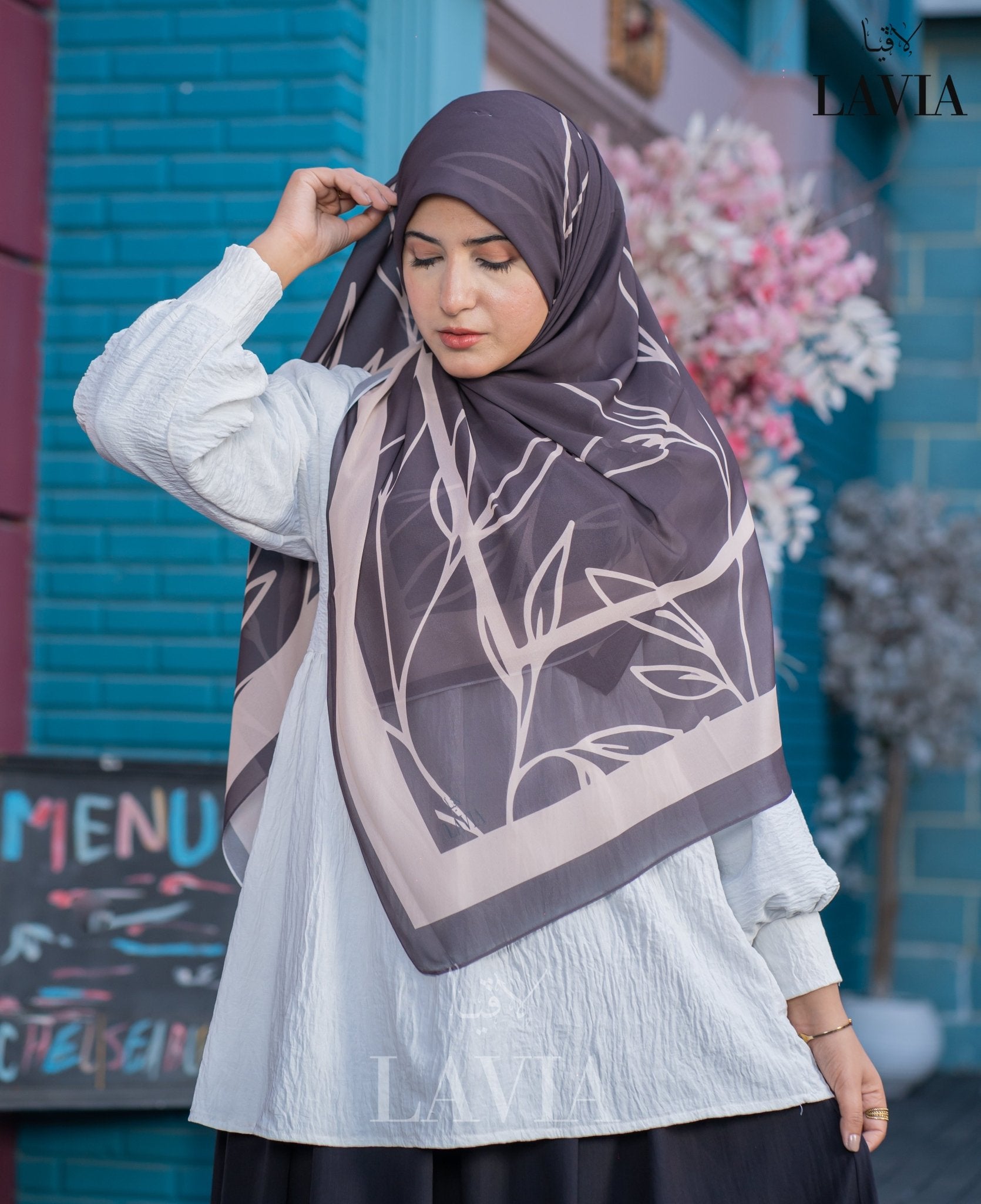 🖤 خمار ماليزي فاخر من جورجيت مطبوع – إصدار 2025 🖤 - Lavia