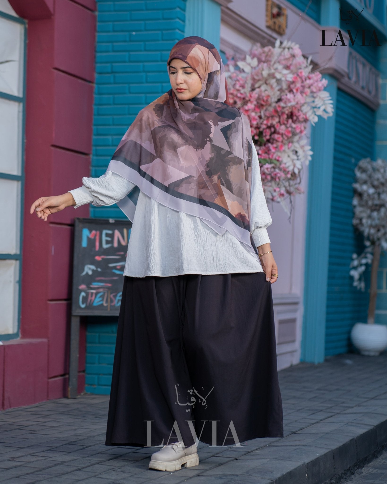 🖤 خمار ماليزي فاخر من جورجيت مطبوع – إصدار 2025 🖤 - Lavia