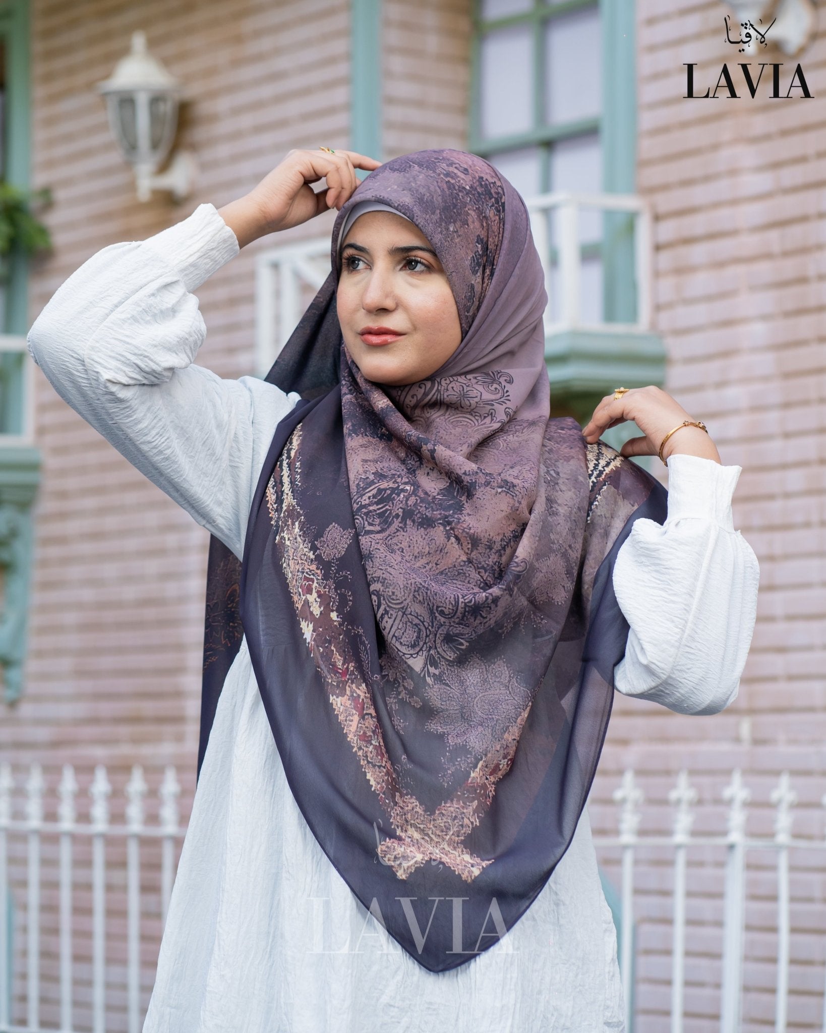 🖤 خمار ماليزي فاخر من جورجيت مطبوع – إصدار 2025 🖤 - Lavia