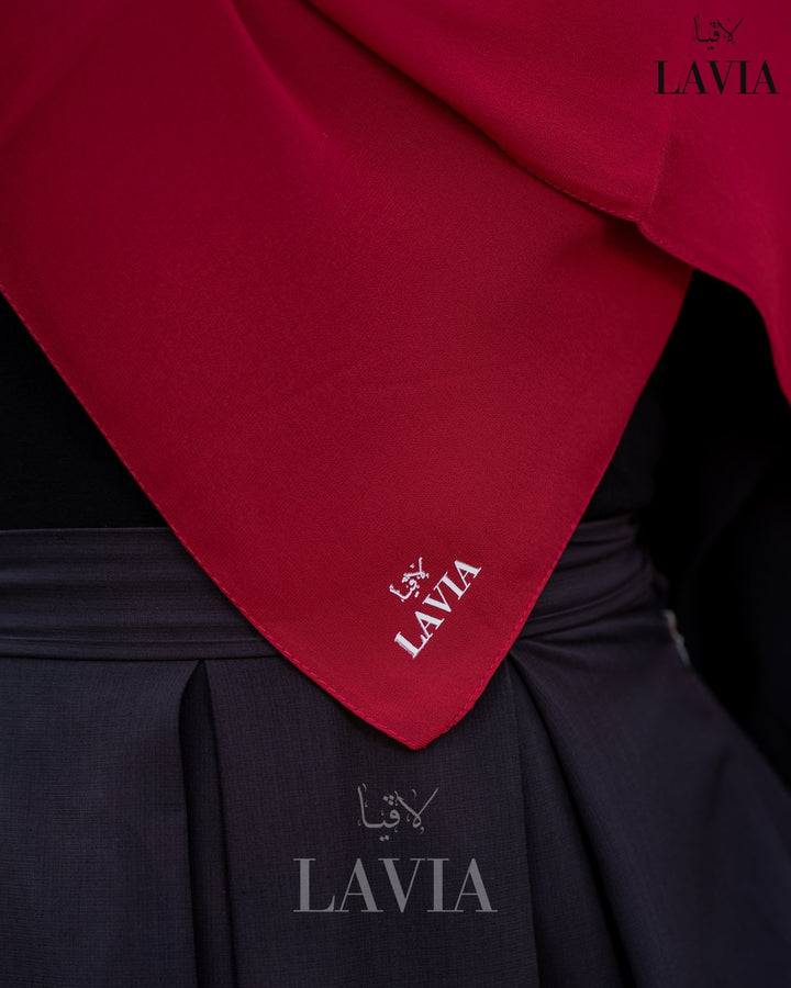خمار ماليزي ناعم قماش جورجيت لون احمر - Lavia