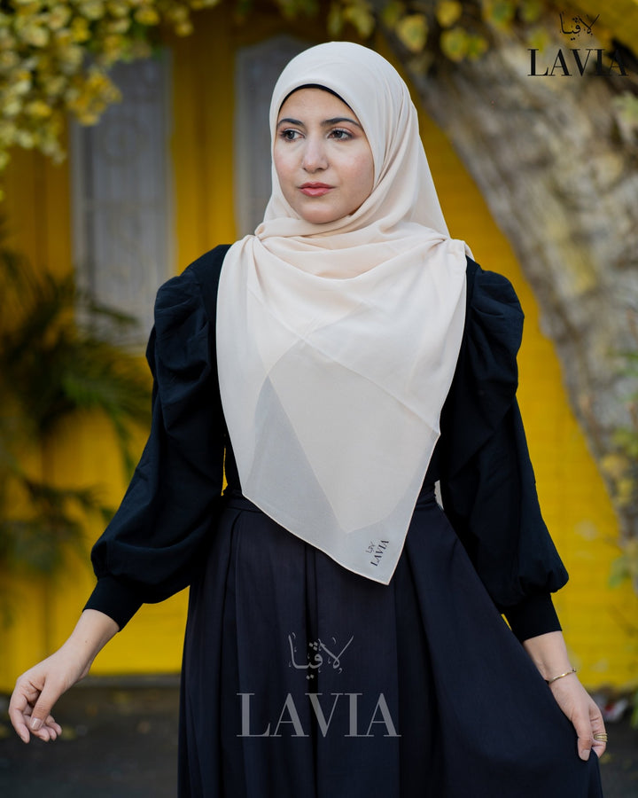 خمار ماليزي ناعم قماش جورجيت لون بيج - Lavia